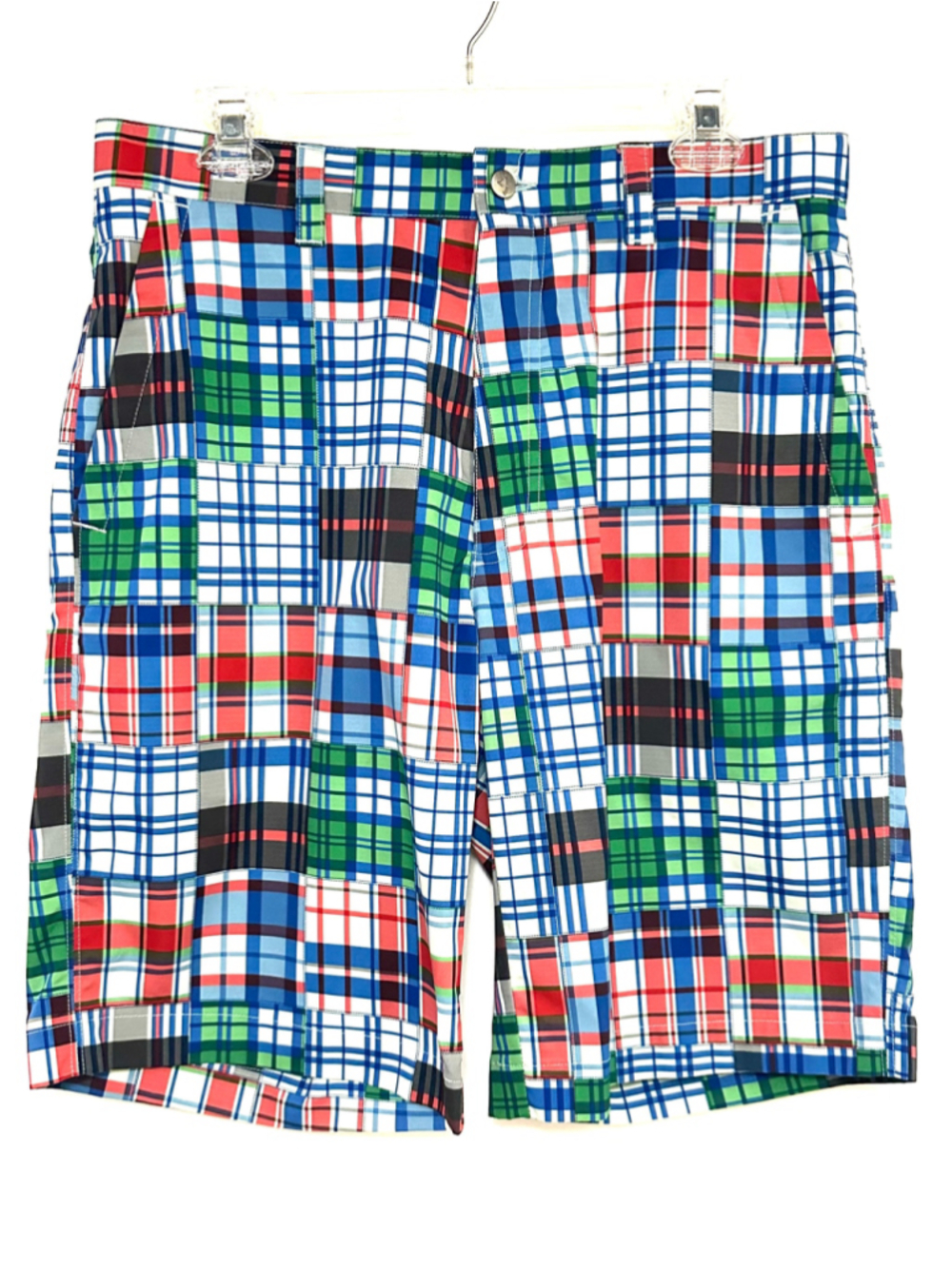 CALLAWAY Flat Front PREPPY PLAID Patchwork GOLF SHORTS Dri-Fit Active MENS 32